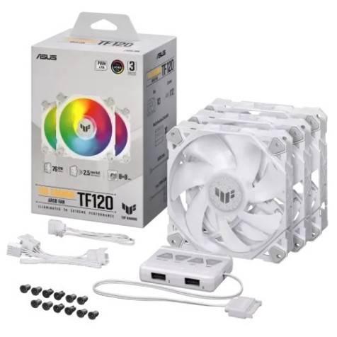 ASUS TUF Gaming TF120 ARGB White Triple Casing Fan Kit with ARGB Controller