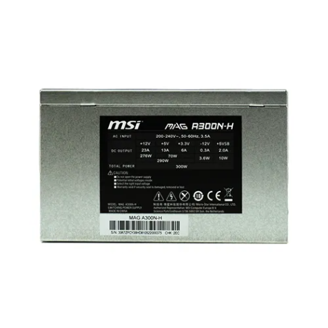 MSI MAG A300N-H 300W 80 Plus Non-Modular Power Supply – Stable & Cost-Effective Power