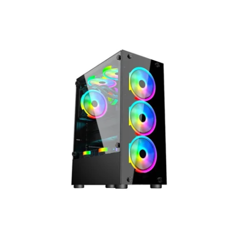 Aptech CS43 RGB Gaming Case with 3 Fans – Black
