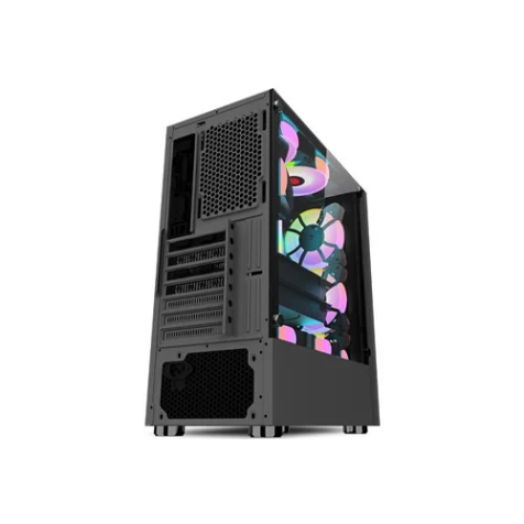 Aptech CS43 RGB Gaming Case with 3 Fans – Black