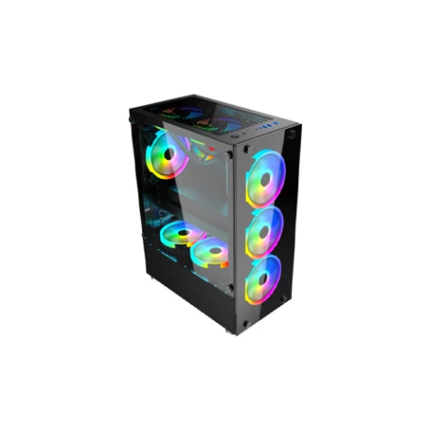 Aptech CS43 RGB Gaming Case with 3 Fans – Black