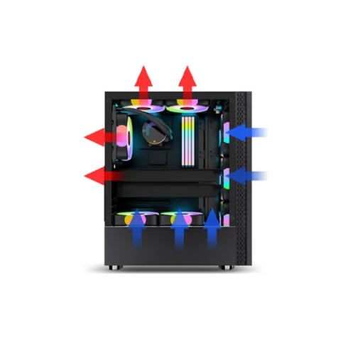 Aptech CS43 RGB Gaming Case with 3 Fans – Black