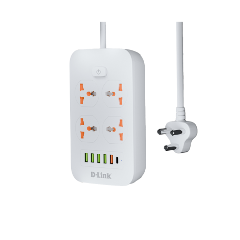 D-Link Power Strip with 4 AC Outlets, 5 USB & 1 Type-C Port – All-in-One Charging Solution